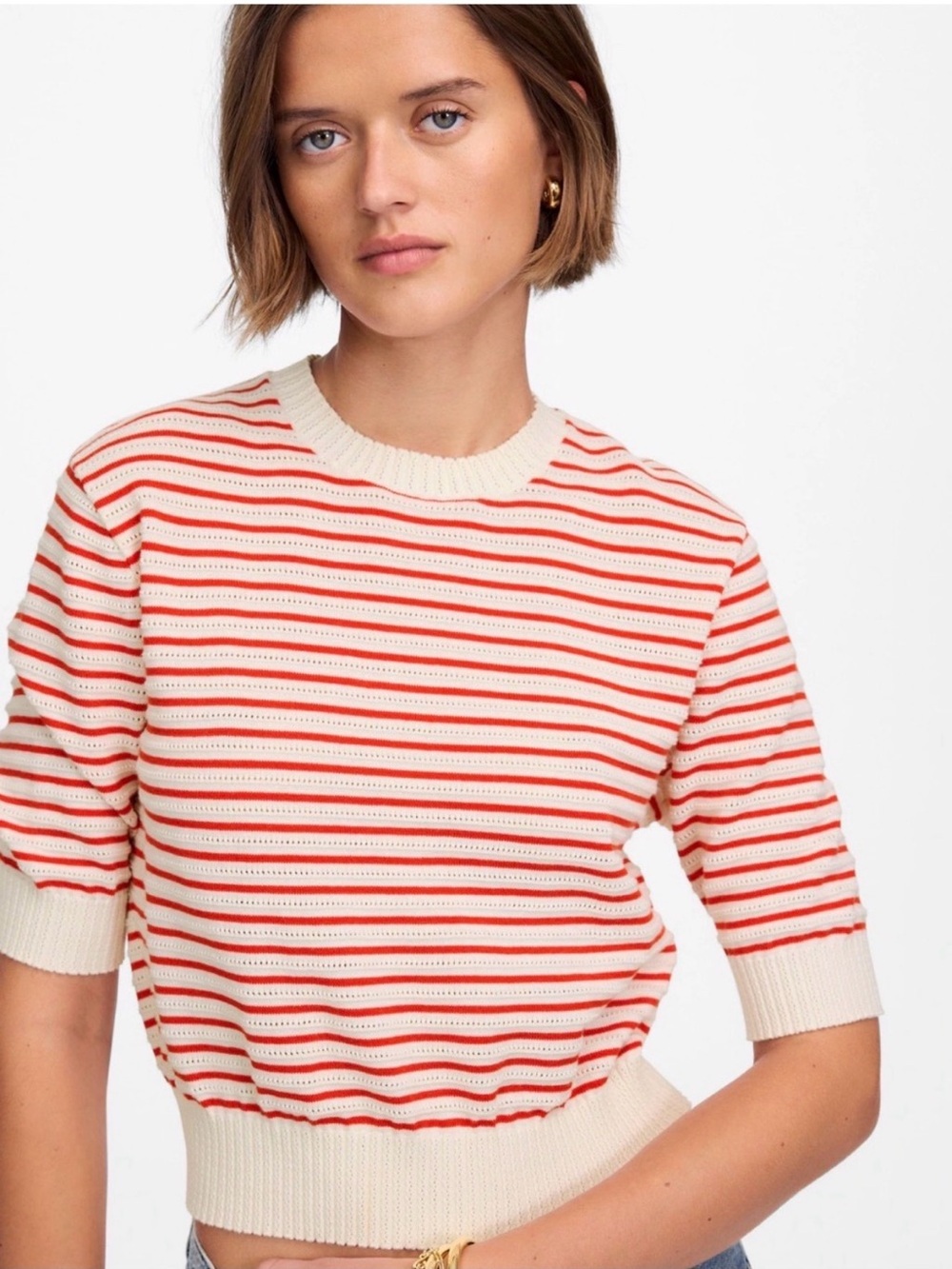 Madewell Textural-Stitch Cotton Sweater Small